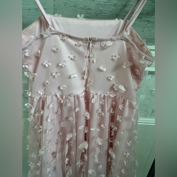 Small SHEIN 3d floral Applique dress straps short pink mesh tulle cami flower - Picture 14 of 16